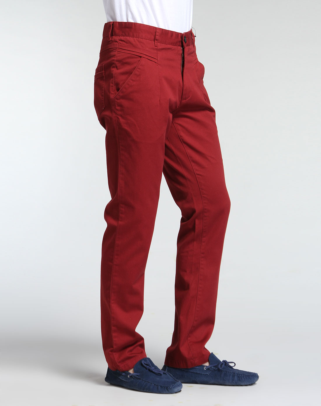 枣红色气质舒适休闲长裤