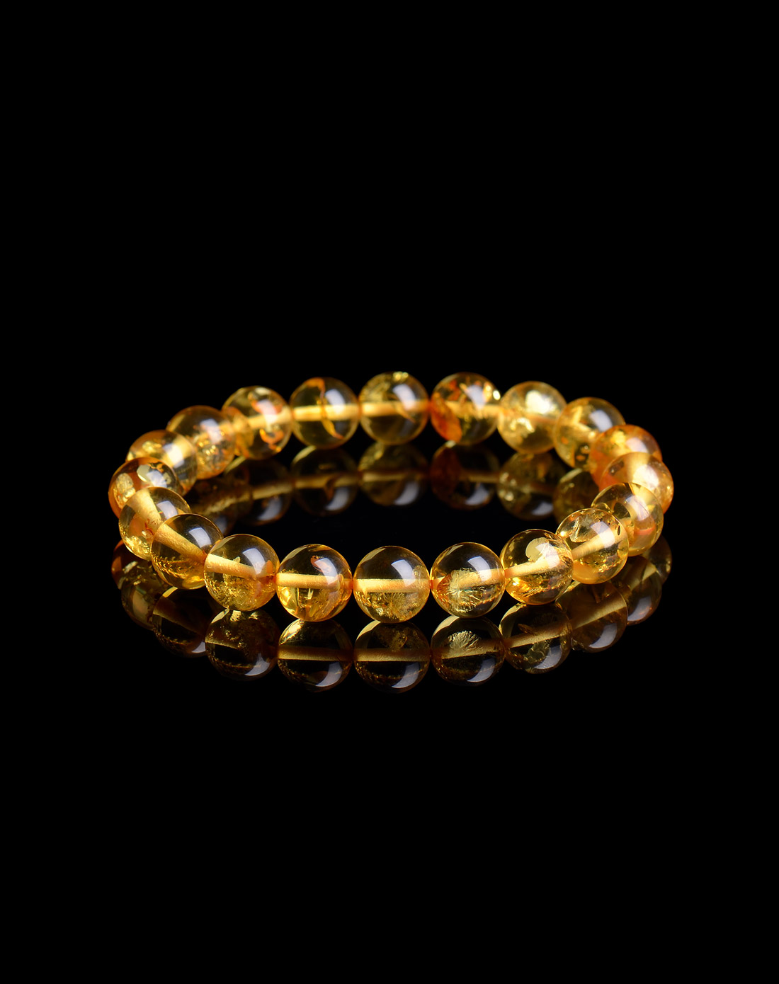 天然波罗的海琥珀蜜蜡金花金珀圆珠手链9mm±1