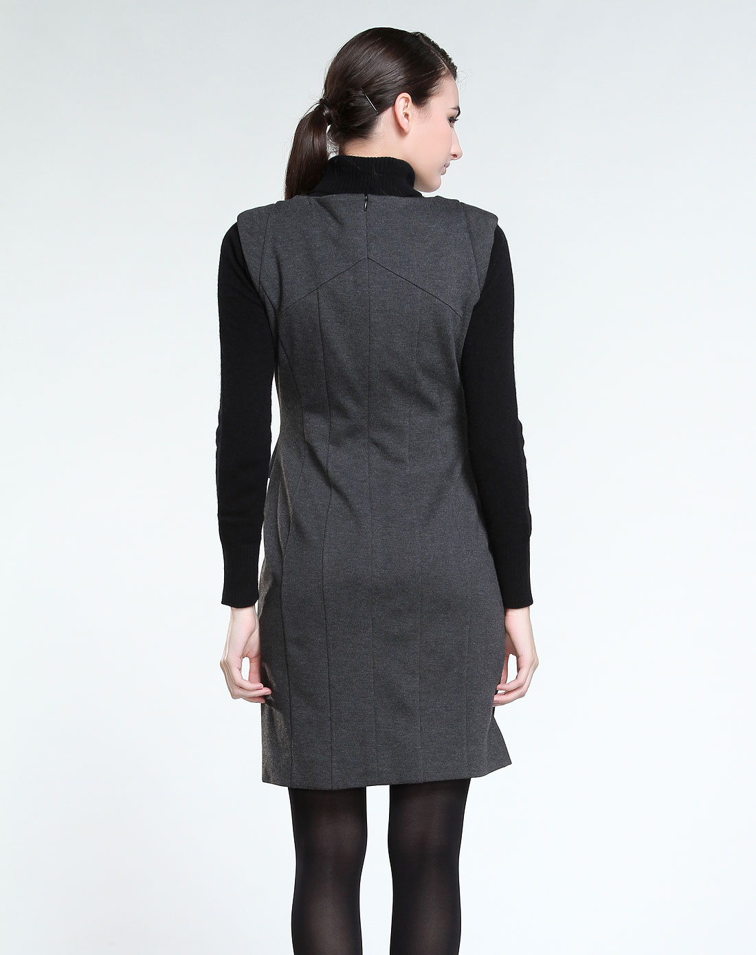 elegance针织深灰色无袖连衣裙akd3131315b20_唯品会