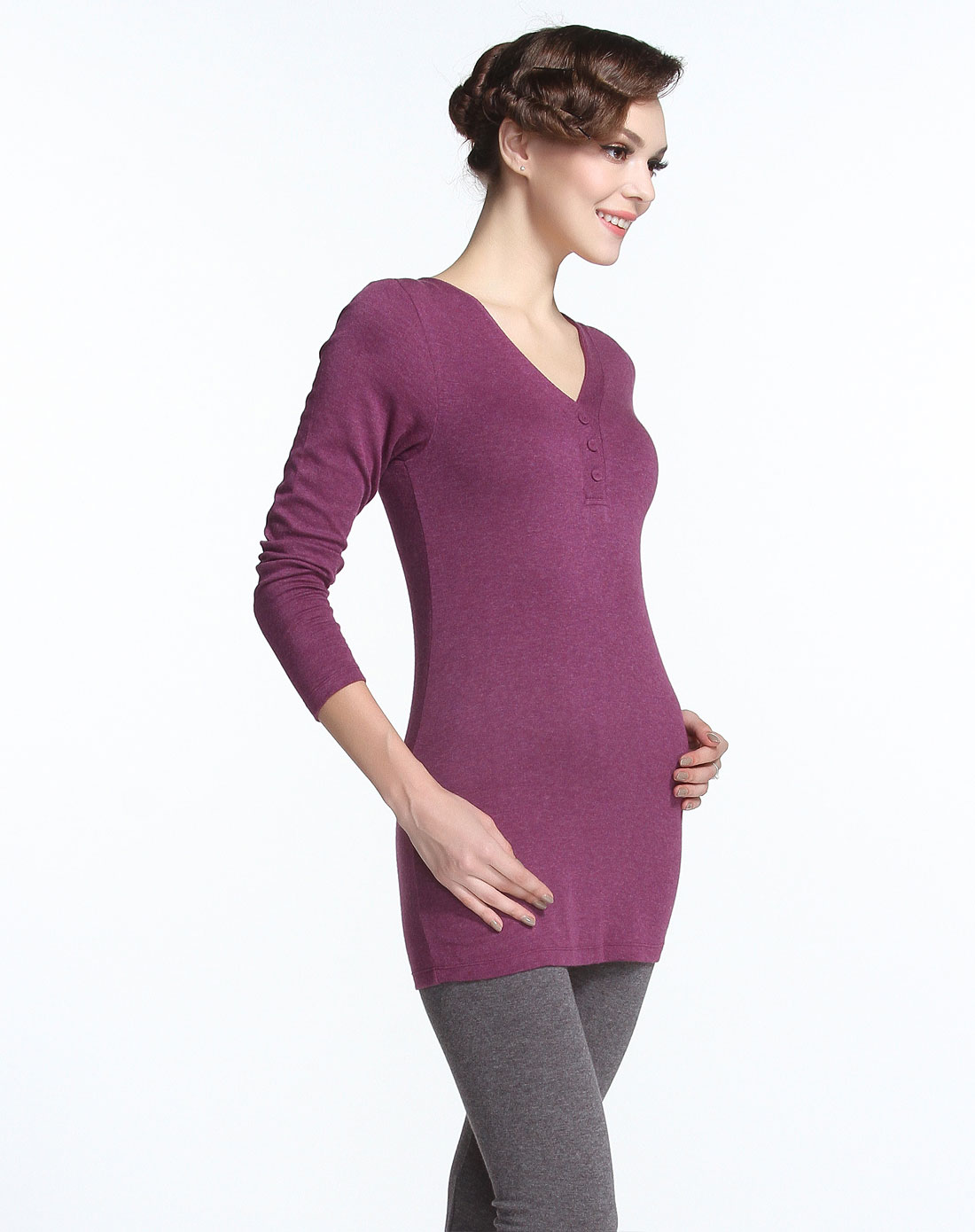 曼黛玛琏mode marie内衣专场深紫色休闲保暖长袖内衣i860001-p05_唯品