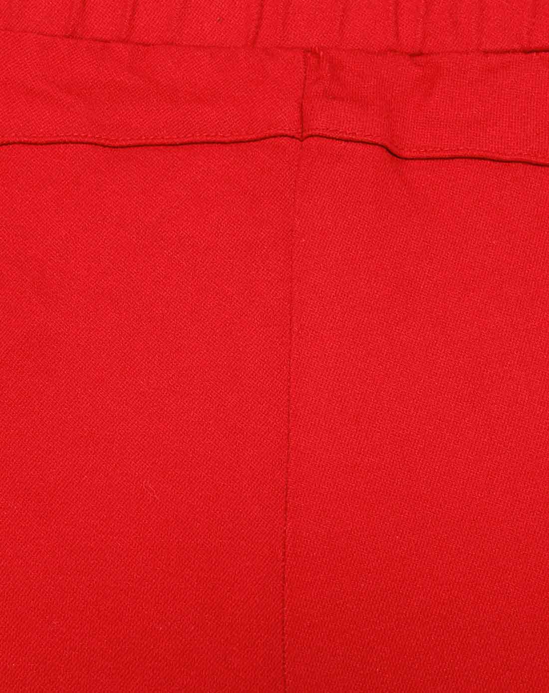 大红色纯色修身休闲长裤