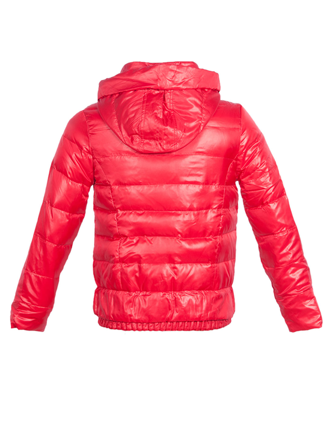 冰飞女款红色短款亮皮个性竖领羽绒服
