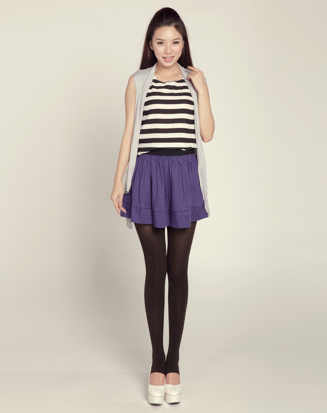 宝娜斯 2双装 280d天鹅绒踩脚裤袜(咖啡色)