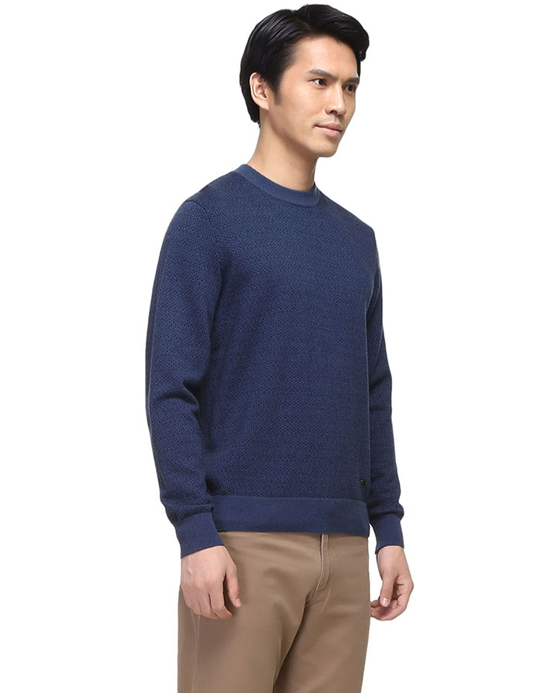 男士羊毛羊绒混纺衫深酞蓝