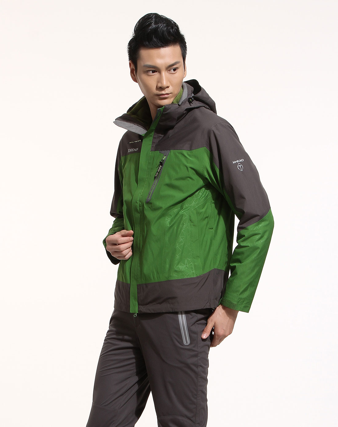 巅峰英雄系列叶绿色套绒长袖冲锋衣