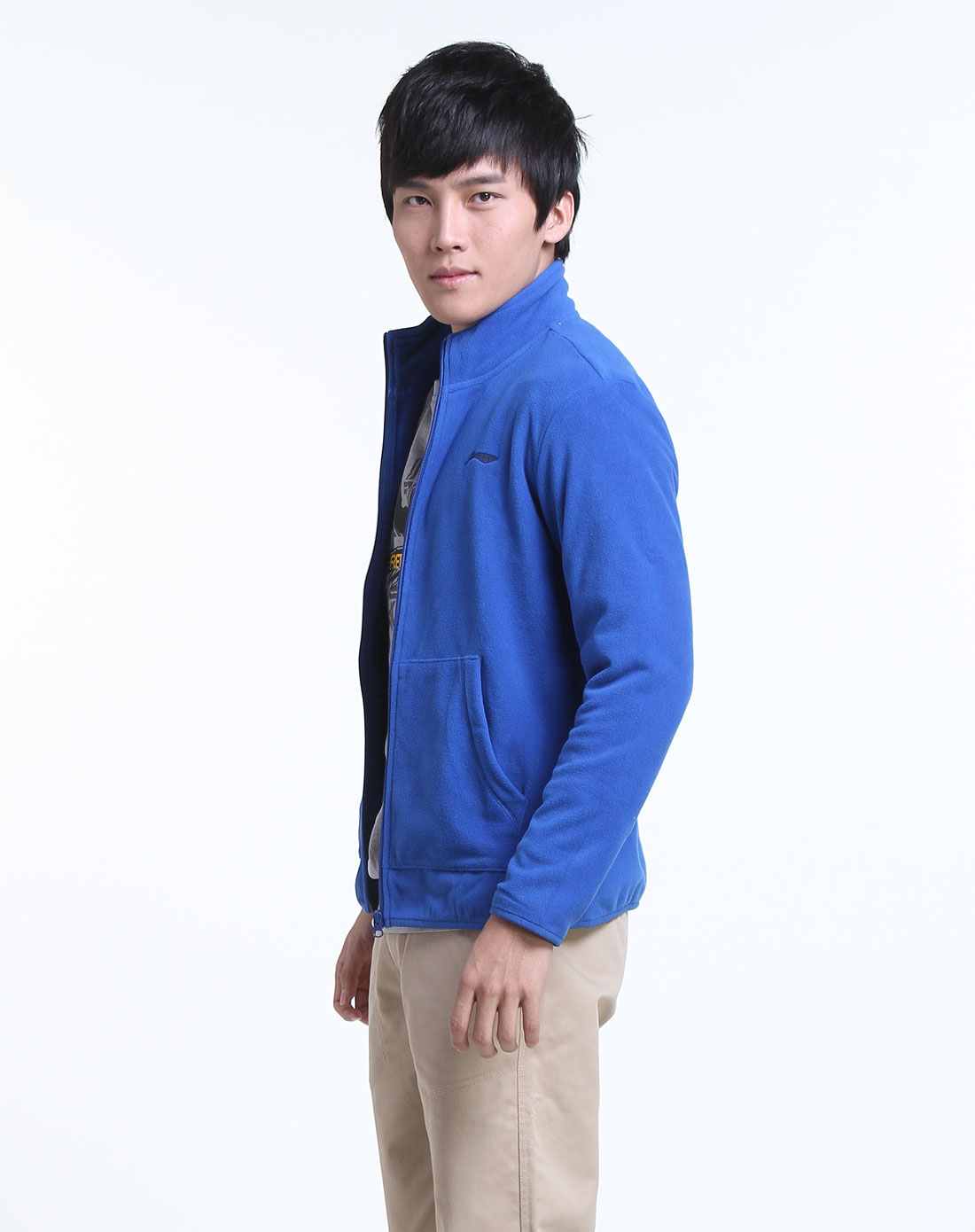 男款休闲蓝色长袖外套