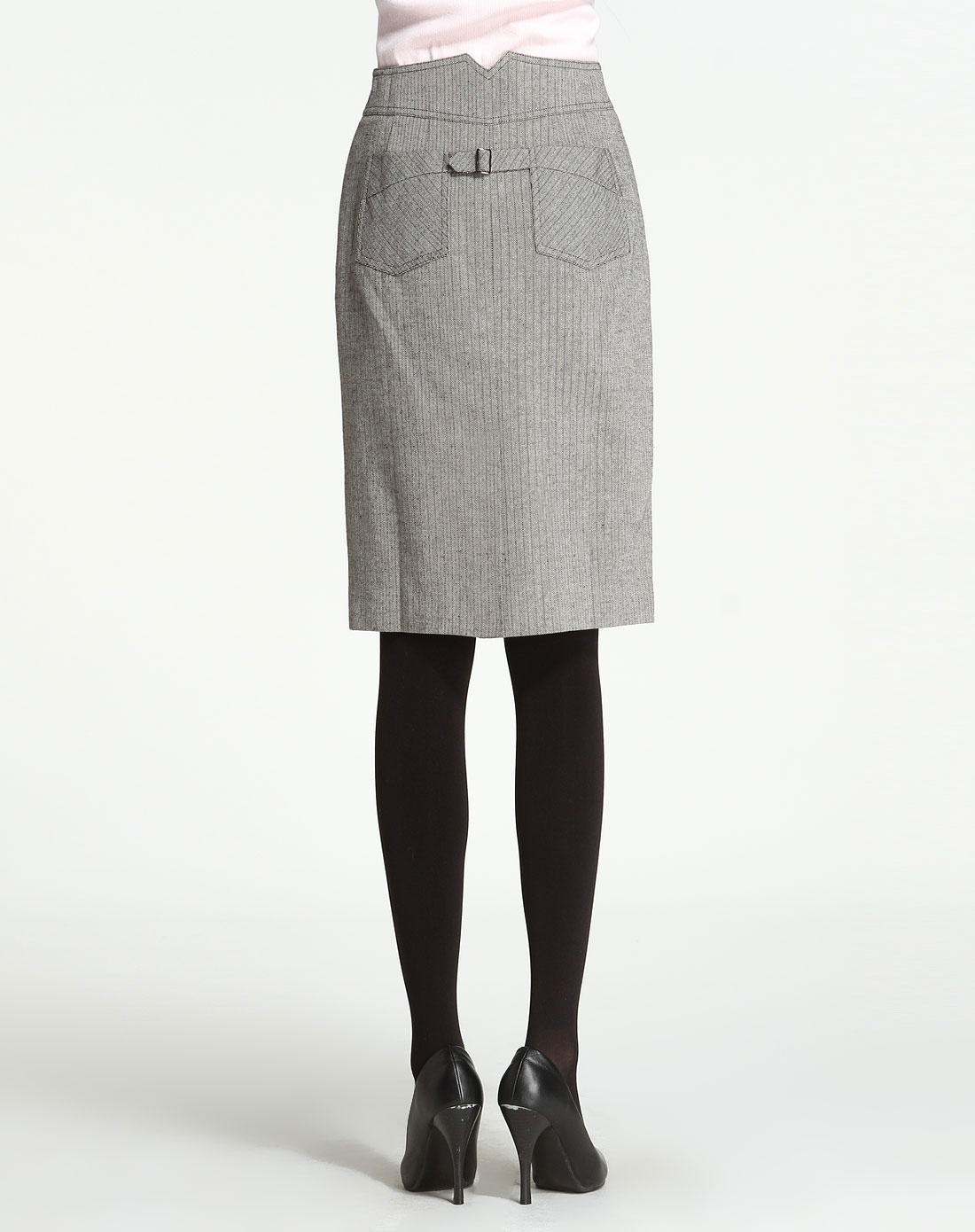 > 灰色暗纹优雅半裙