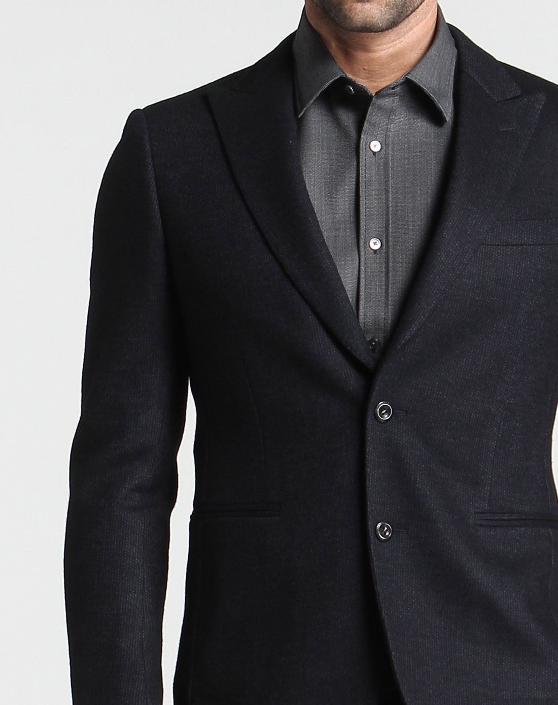 夏利豪charriol深蓝色翻领商务成熟长袖西服c94-303101158_唯品会