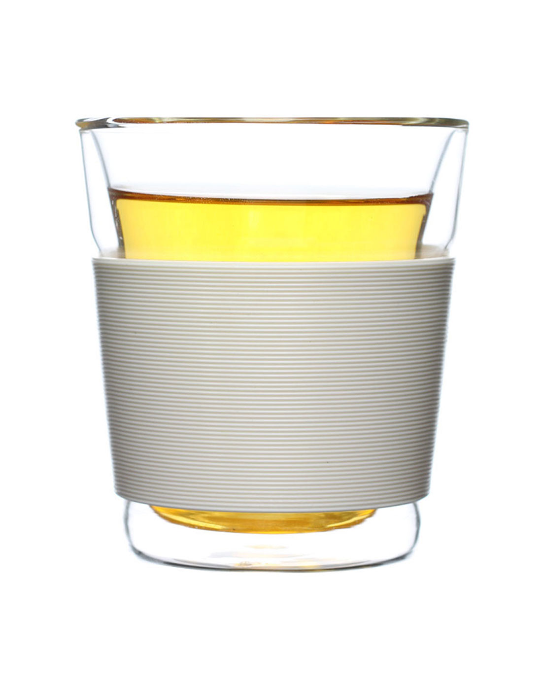 白色双层硅胶玻璃杯260ml