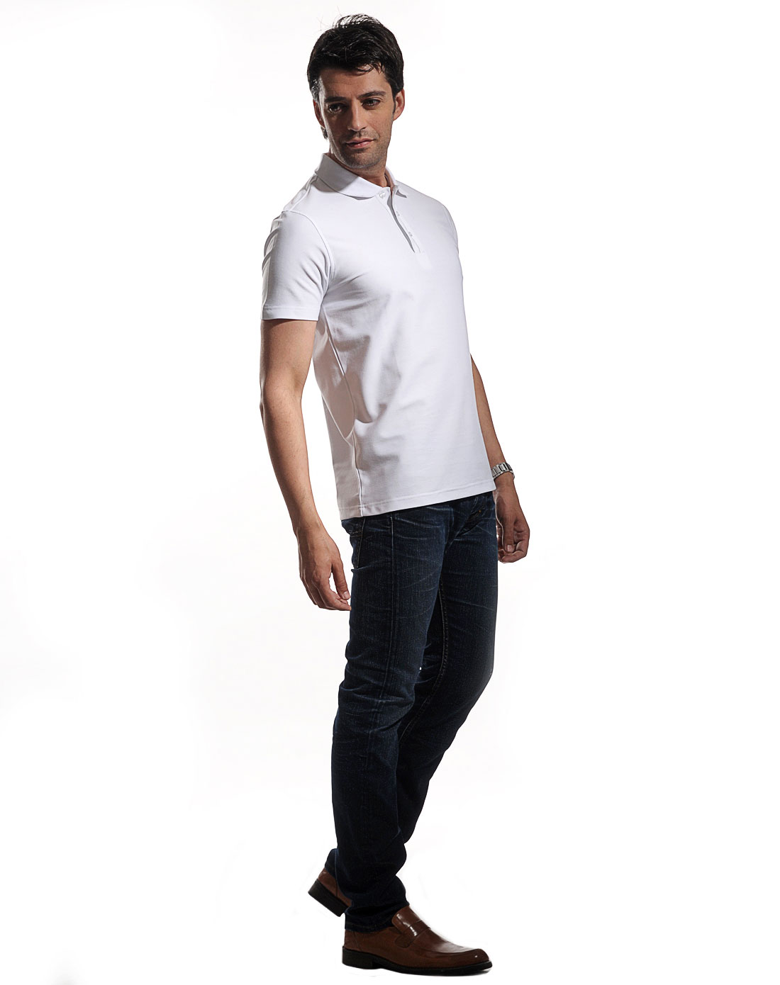 男款白色吸湿排汗短袖polo衫