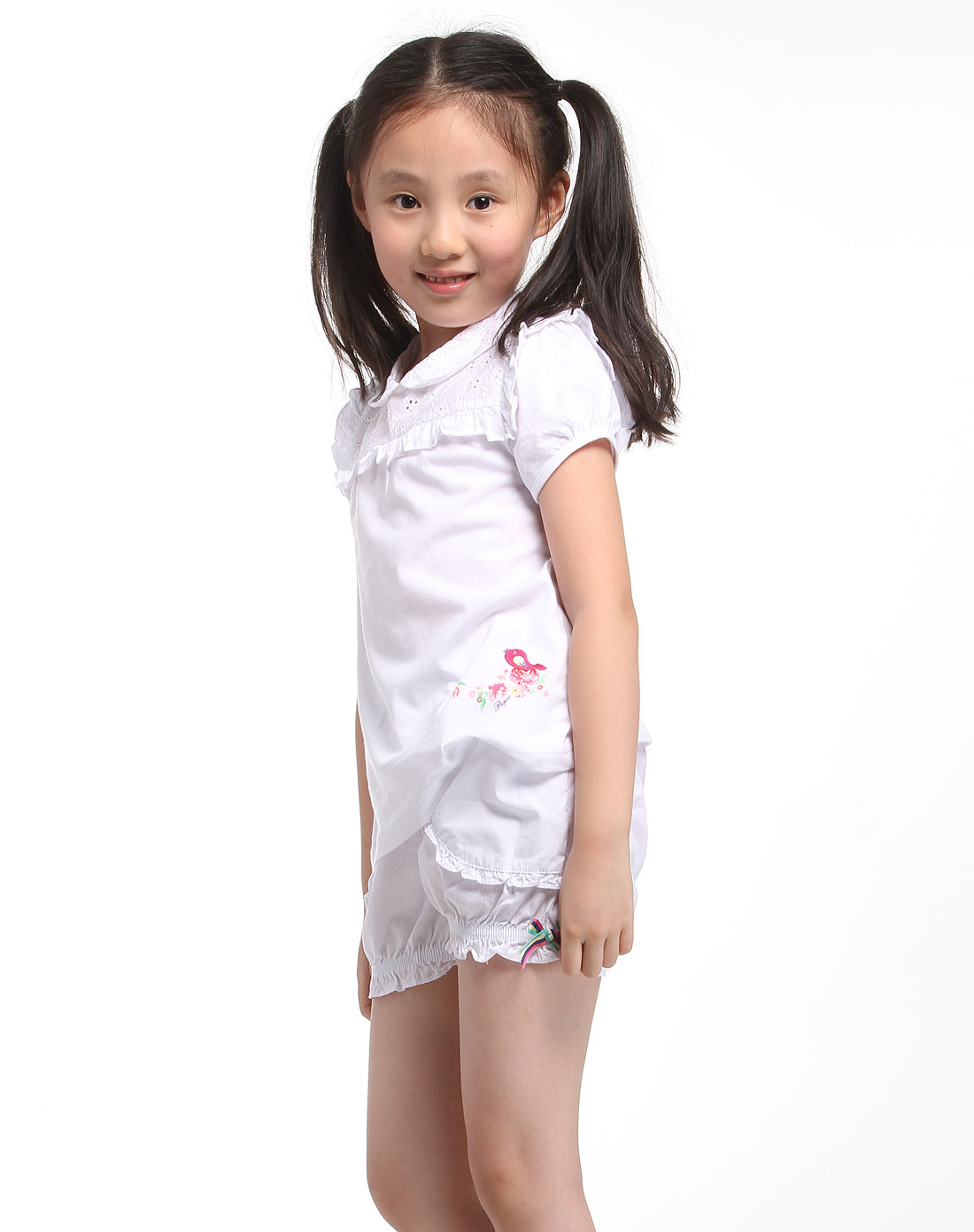 女童白色休闲短袖上衣