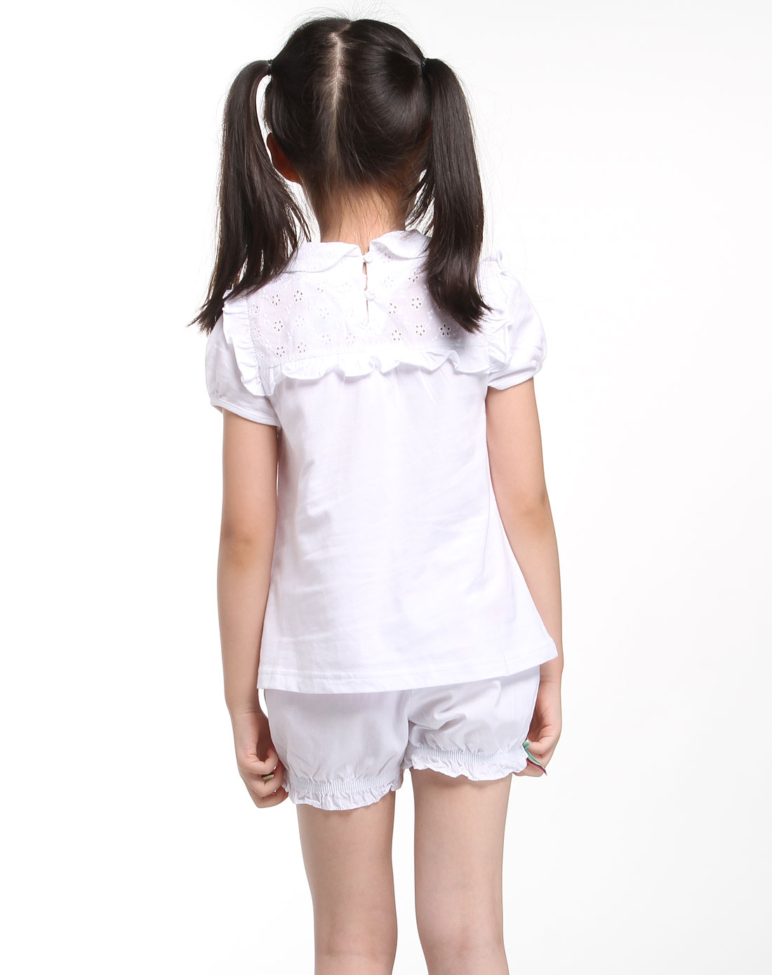 女童白色休闲短袖上衣