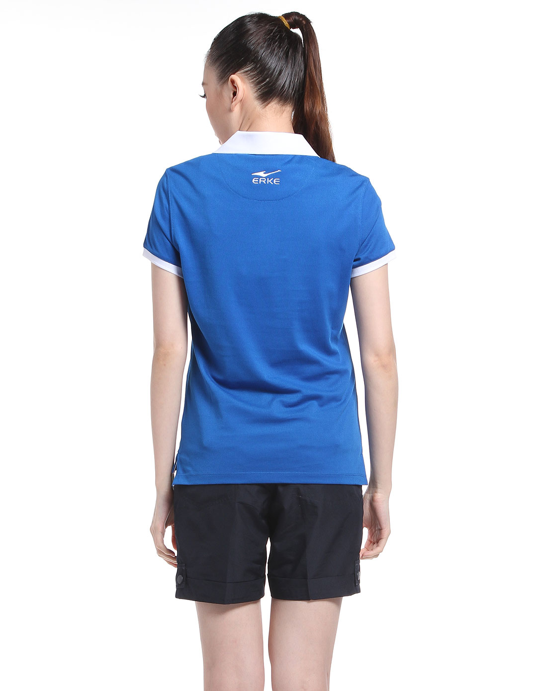 女款彩蓝色时尚呐喊世界杯系列短袖polo衫