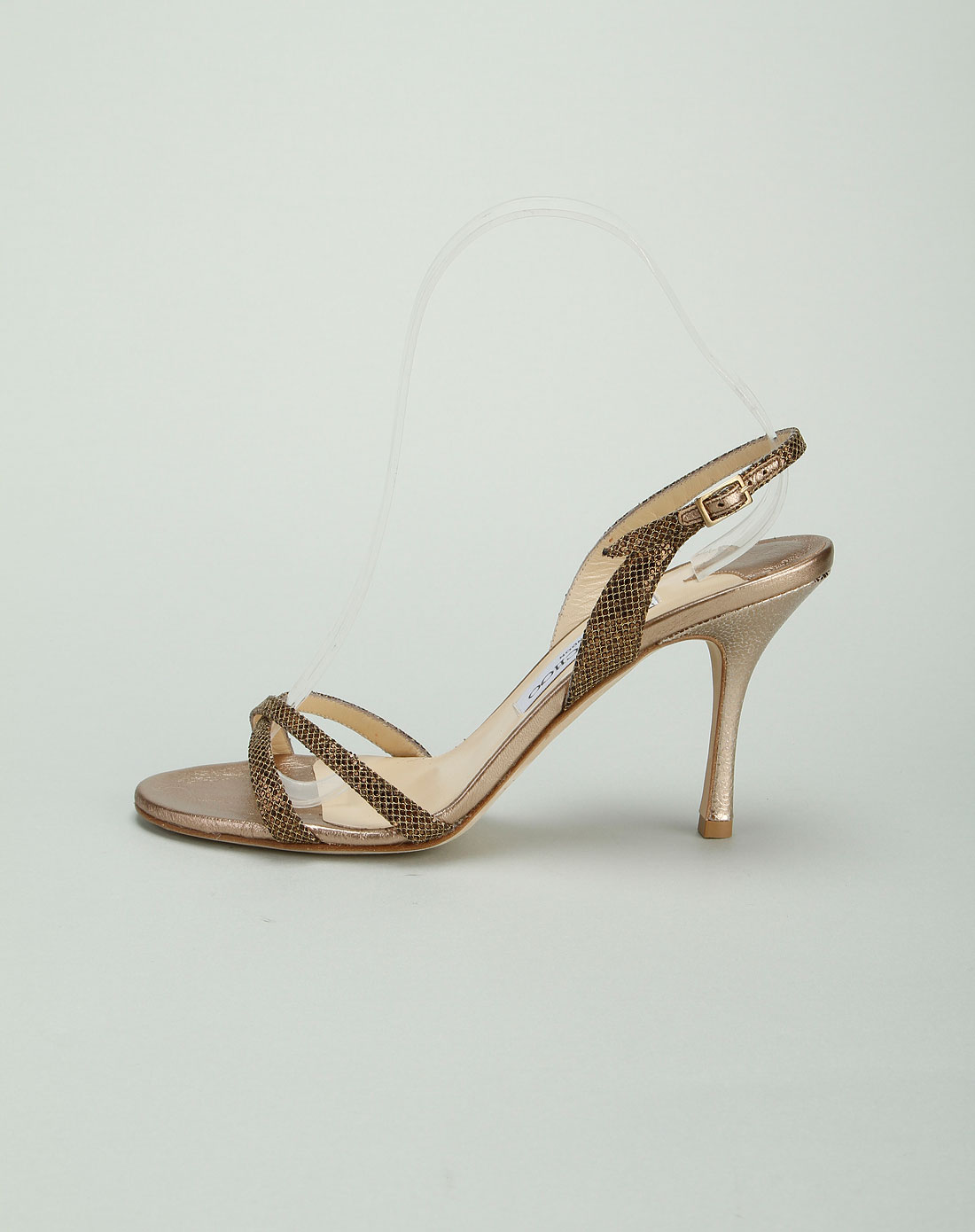 jimmy choo 女款舒雅鱼网纹真皮凉鞋古铜色