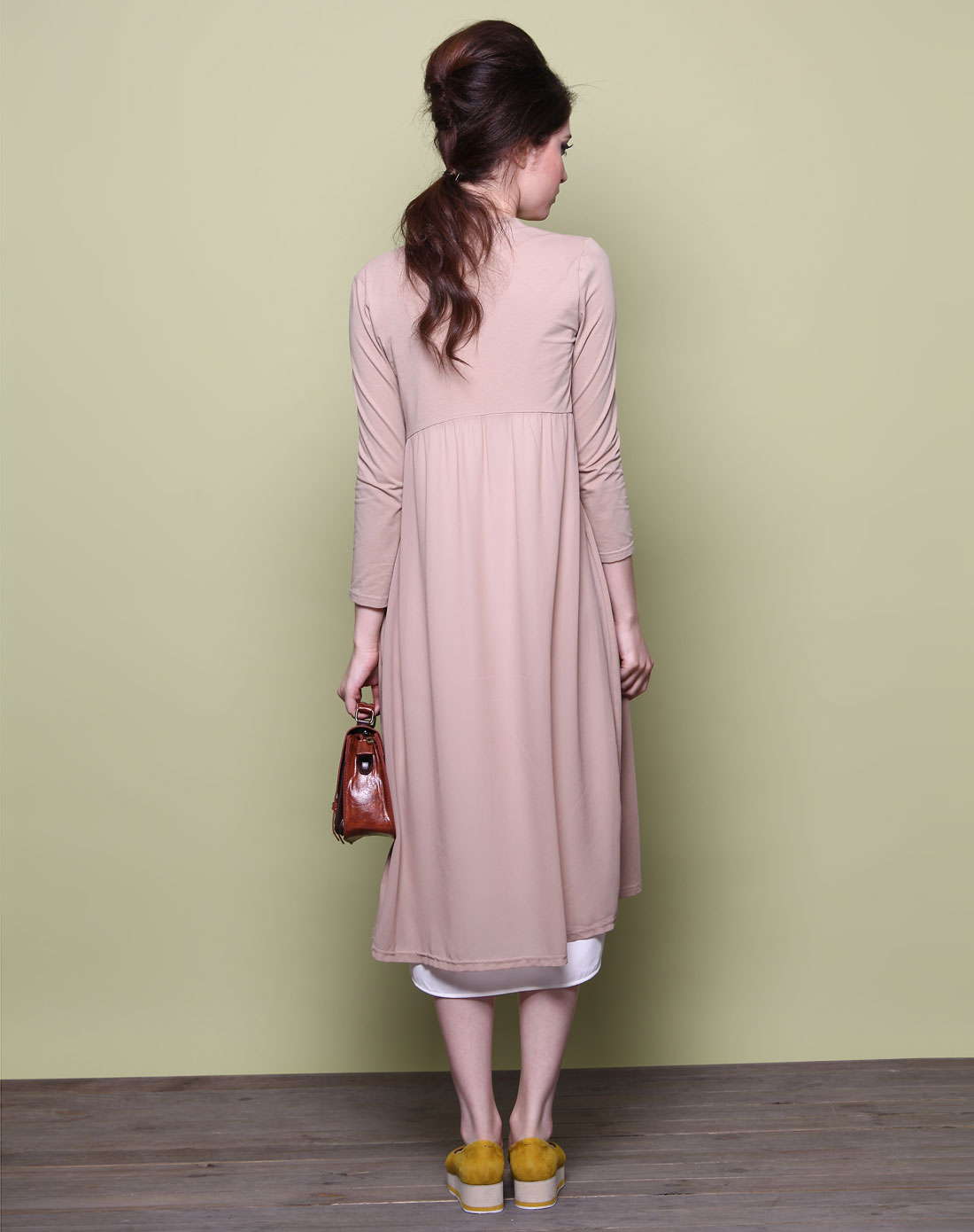 [ sofa ] 灰杏色时尚长款八分袖上衣