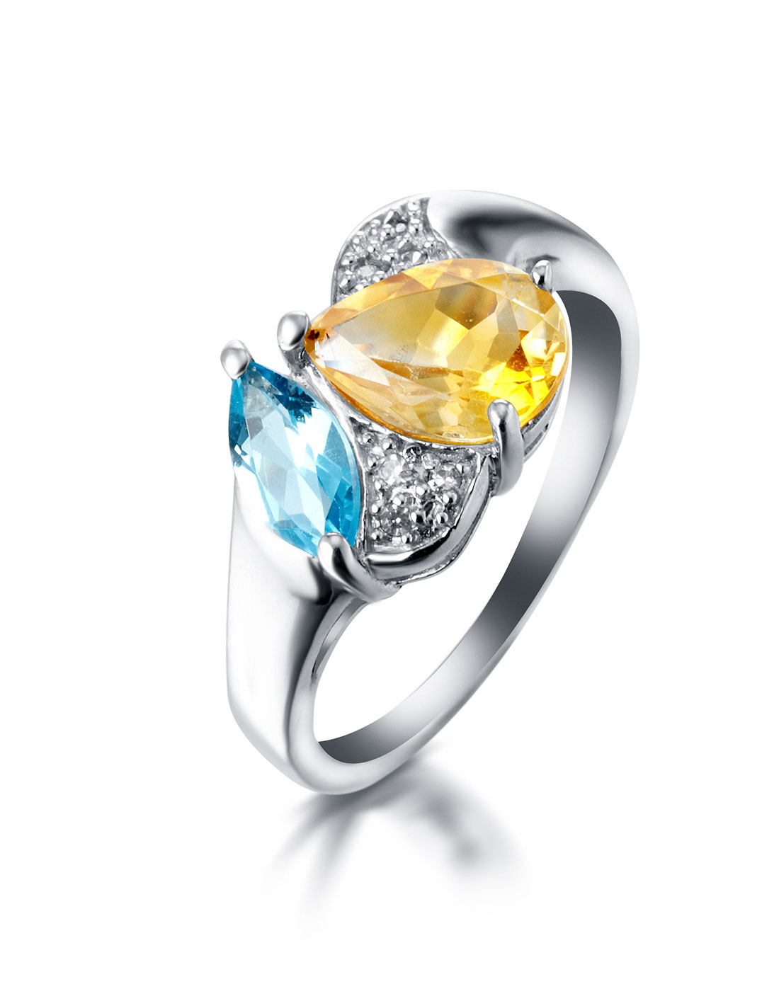 925银天然黄水晶托帕石戒指相伴