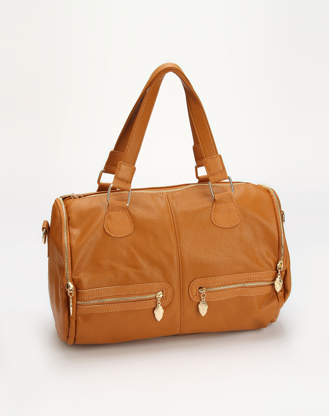 [ ggirl ] 女款土黄色荔枝纹pu配头层牛皮女包