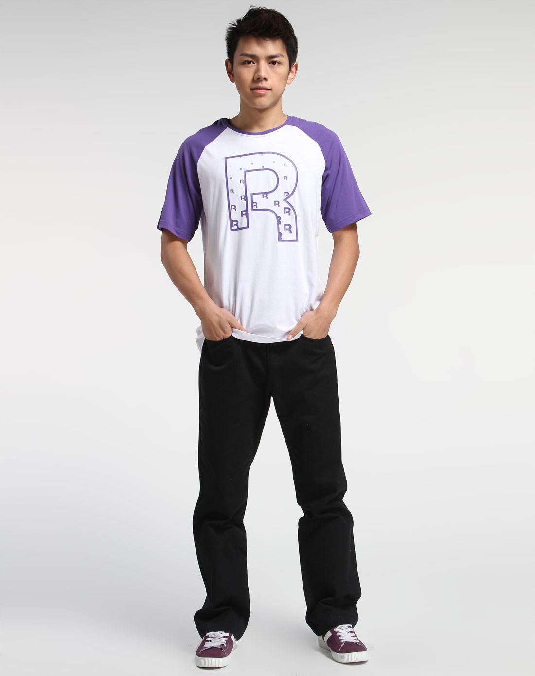 锐步reebok白拼紫色插肩短袖t恤w68551_唯品会