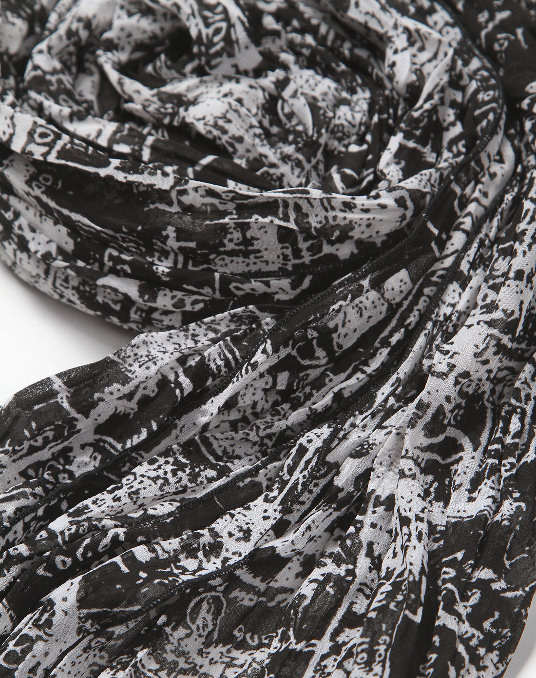 lapargay 黑色斑驳图章印花长巾