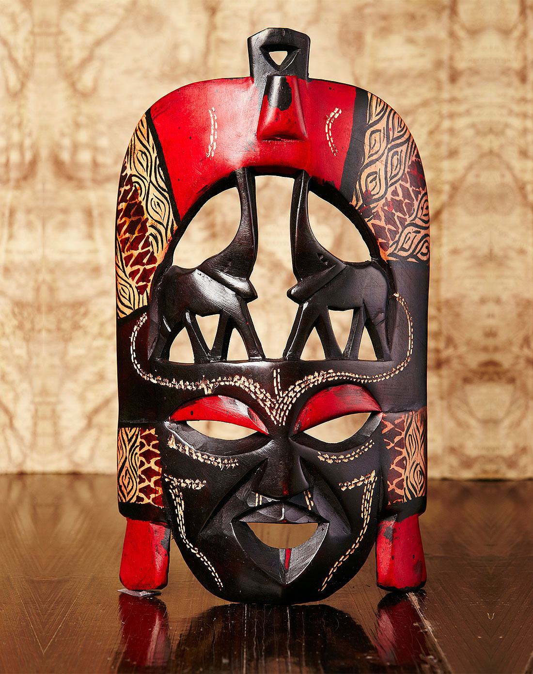 【非洲进口】马塞伊武士面具.大象图腾