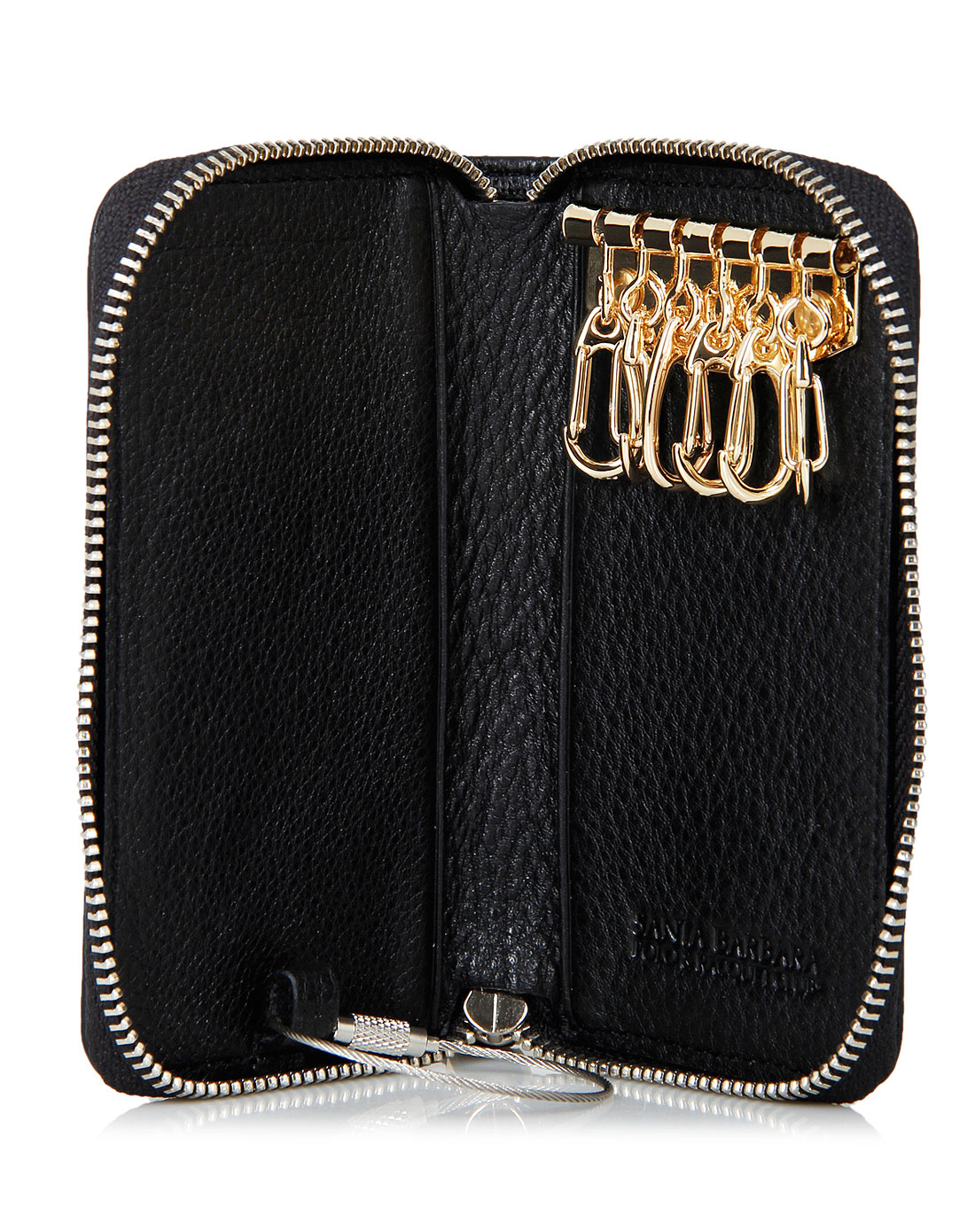 男款黑色牛皮骑士logo钥匙包