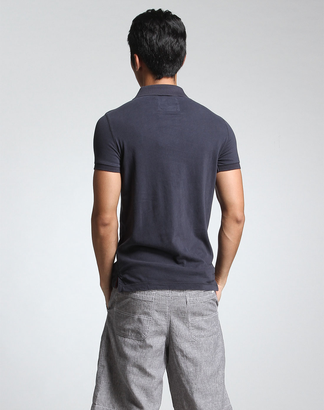 [ 七匹狼 ] 深灰蓝色休闲百搭短袖polo衫