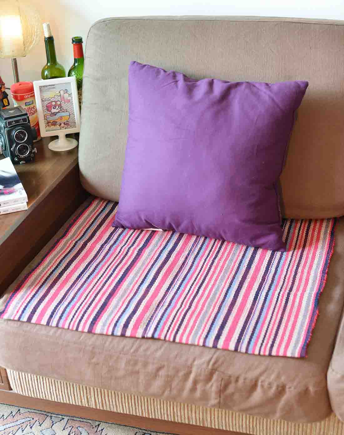 粉彩条沙发垫70*70cm