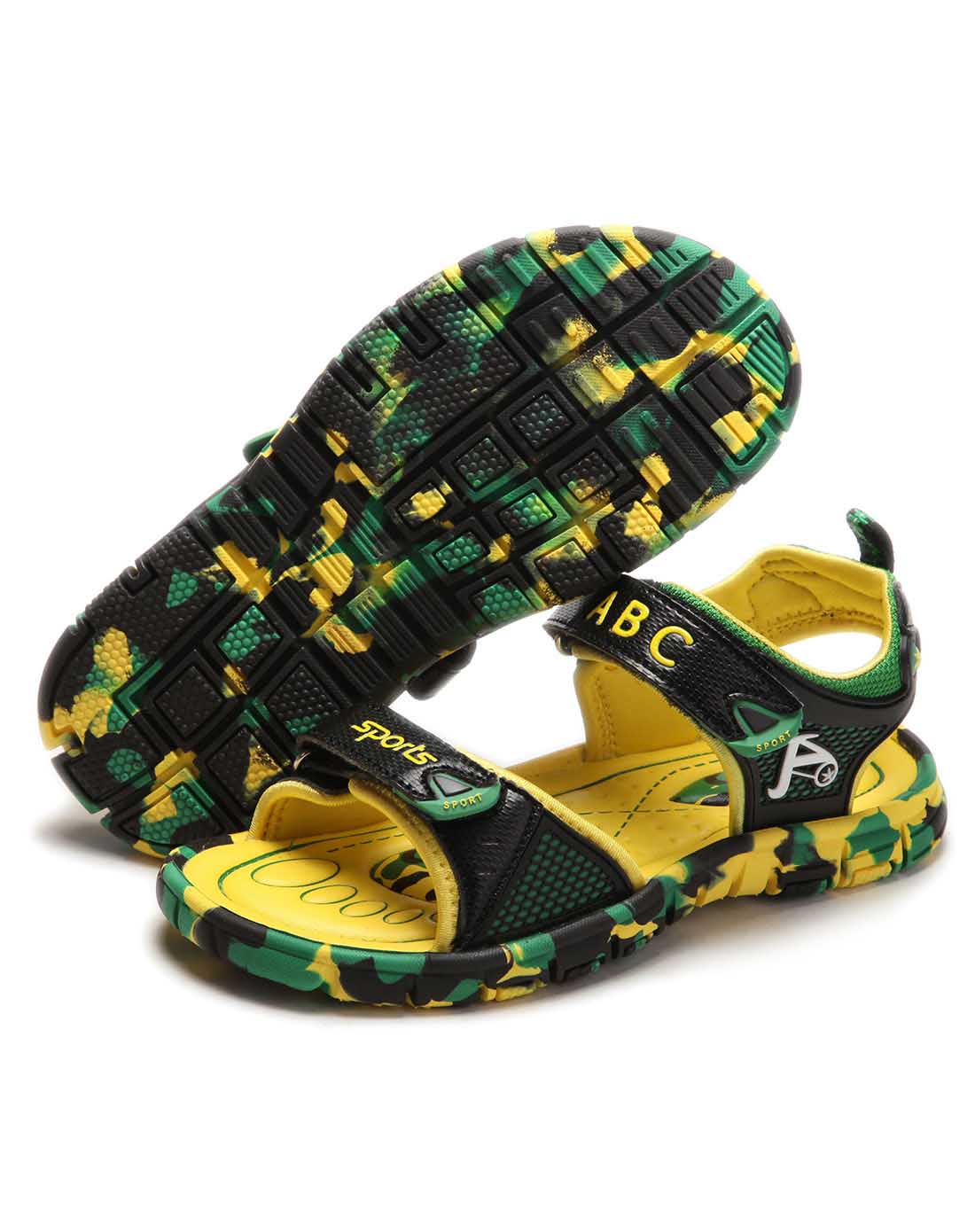 男中童黑/黄沙滩运动鞋