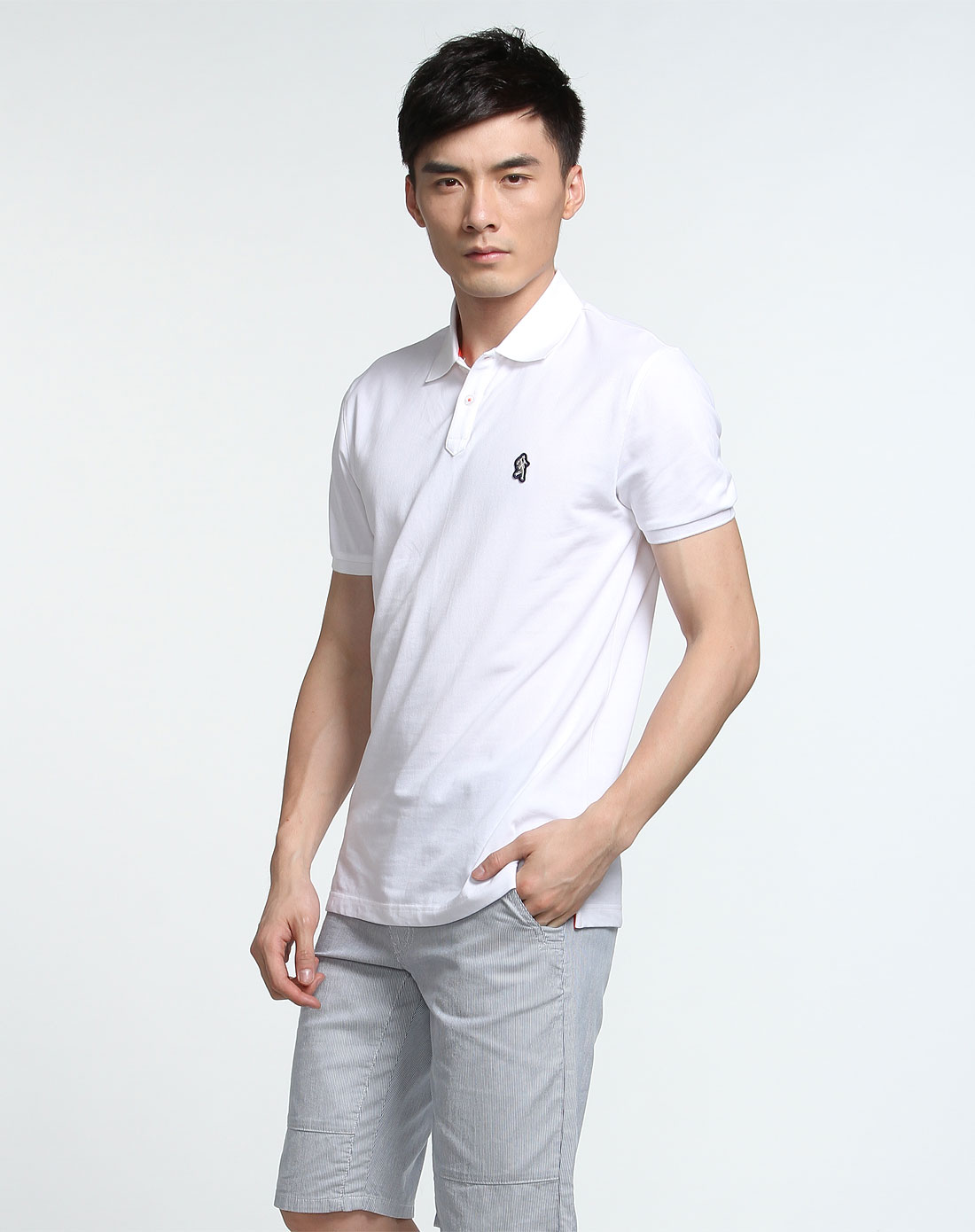 绣logo休闲白色短袖polo衫