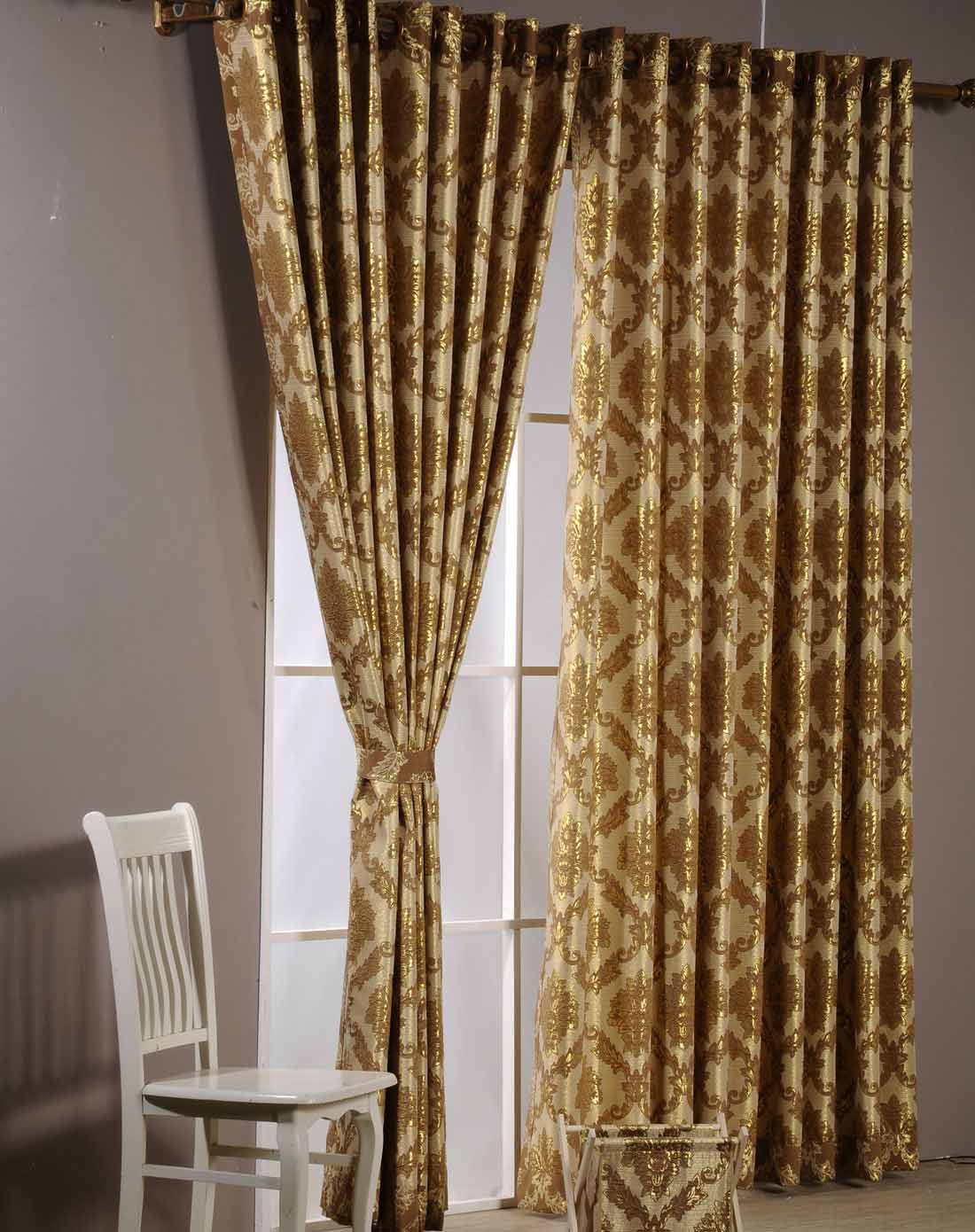 金色蕨叶大号窗帘金色