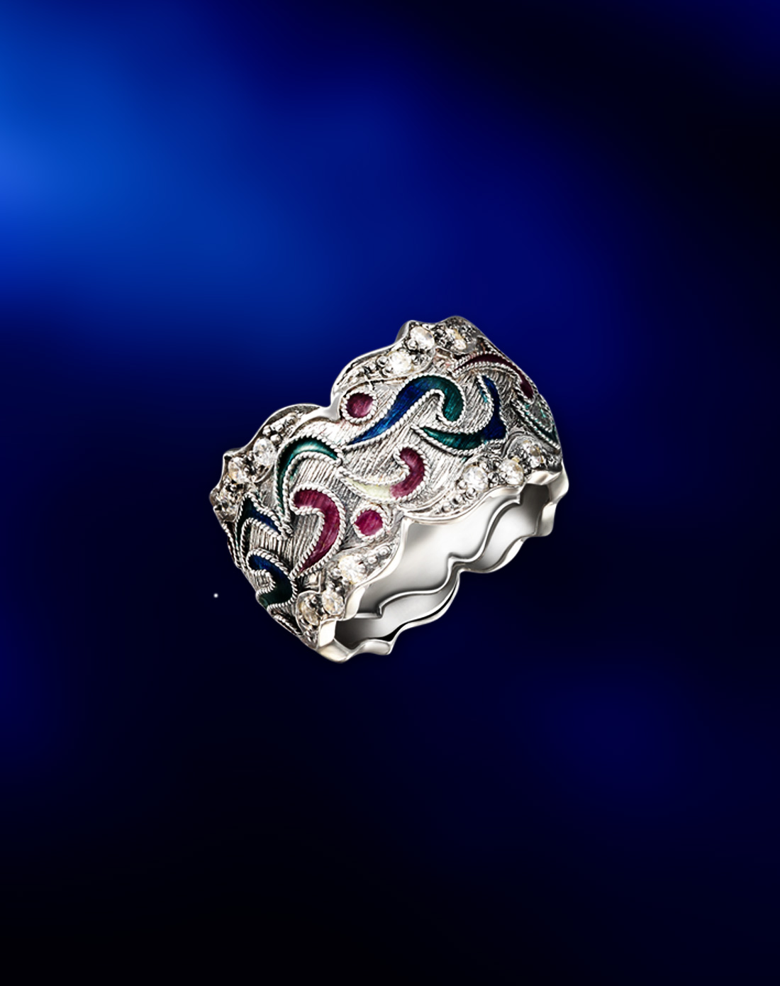 > 皇家工艺 纯手工精制花丝烧蓝 戒指