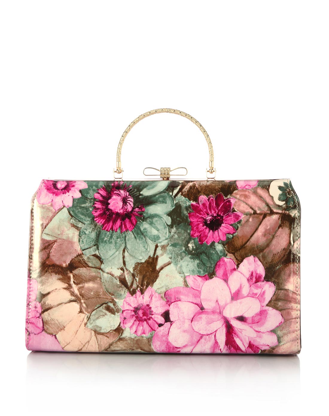 > 女款玫红色时装复古宴会花朵印花女款款包包