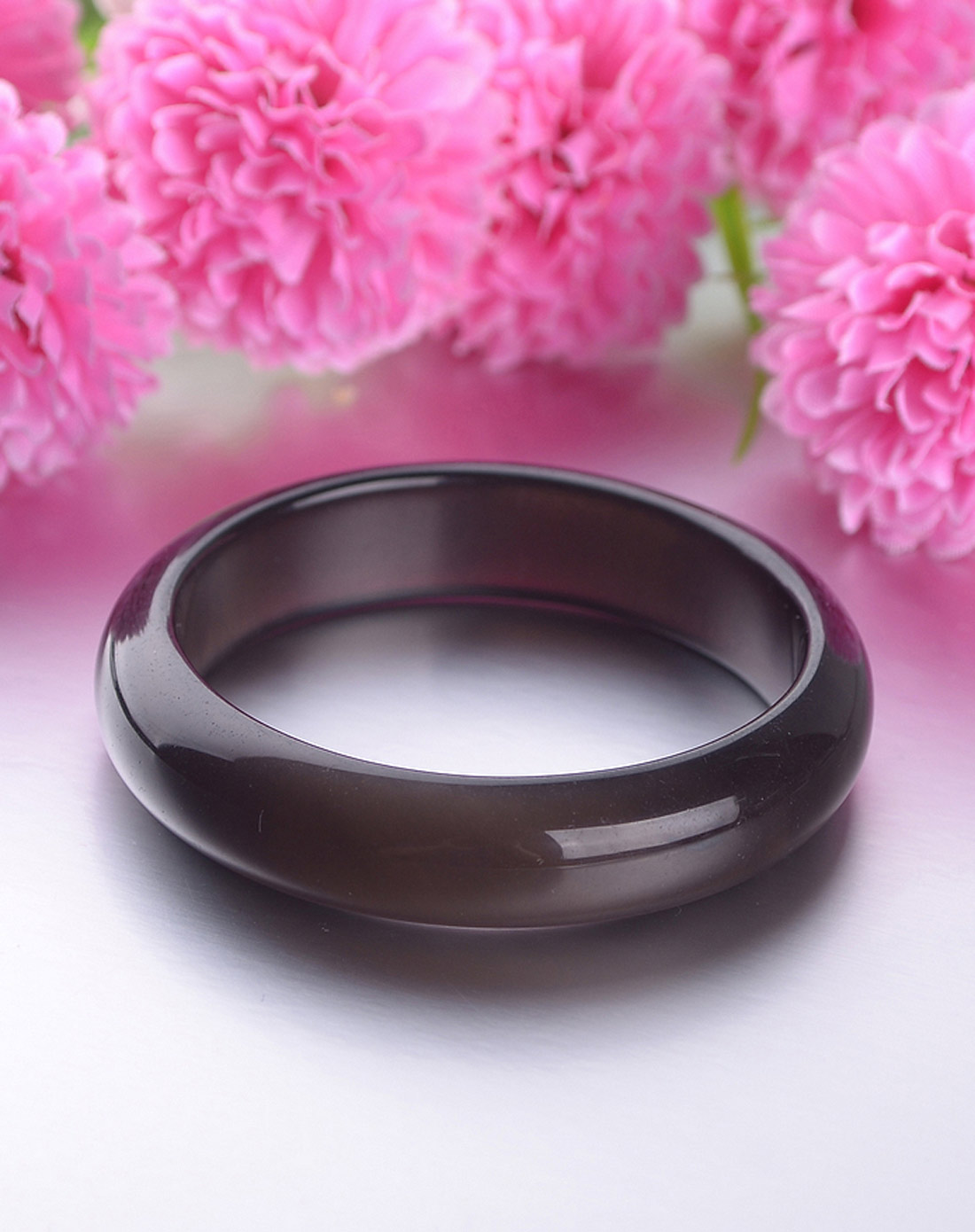 天然冰种黑玛瑙手镯 附证书