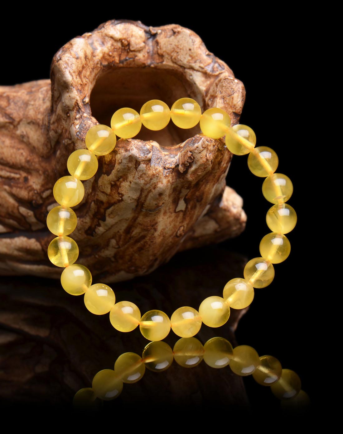 天然波罗的海琥珀蜜蜡圆珠手链8mm