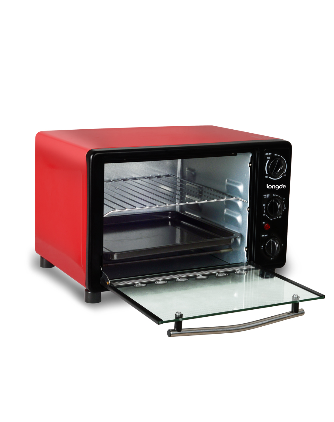 电烤箱 18l旋转不锈钢烤架多功能(黑红色)