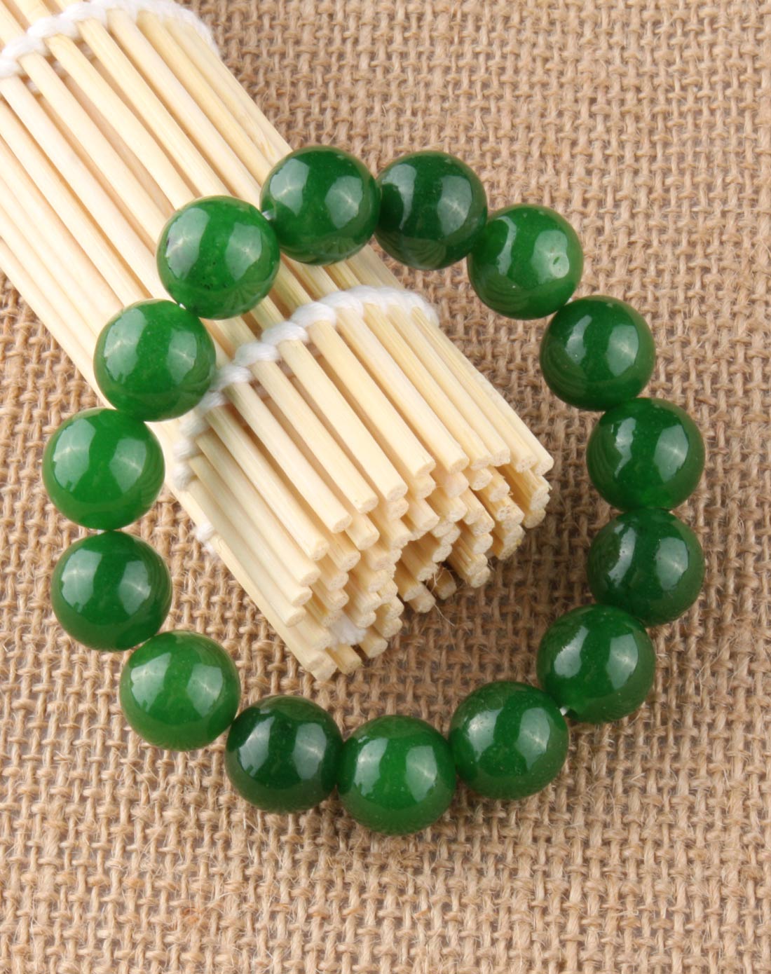 [ 博祥 ] 染色石英岩深绿手串(附证书)