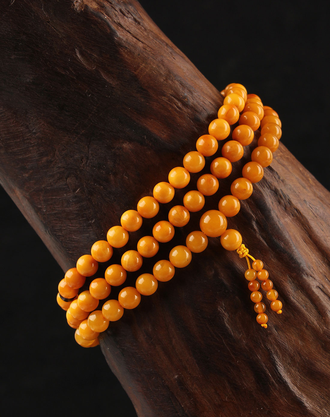 天然老蜜蜡108颗佛珠手链5mm
