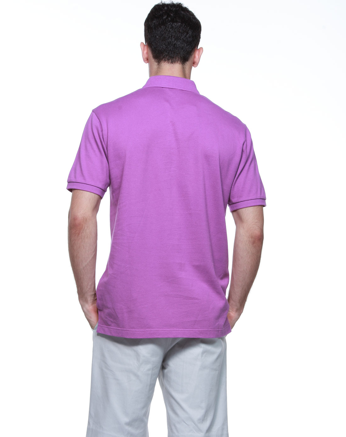 > 绛紫色大狼头多彩短袖翻领t恤