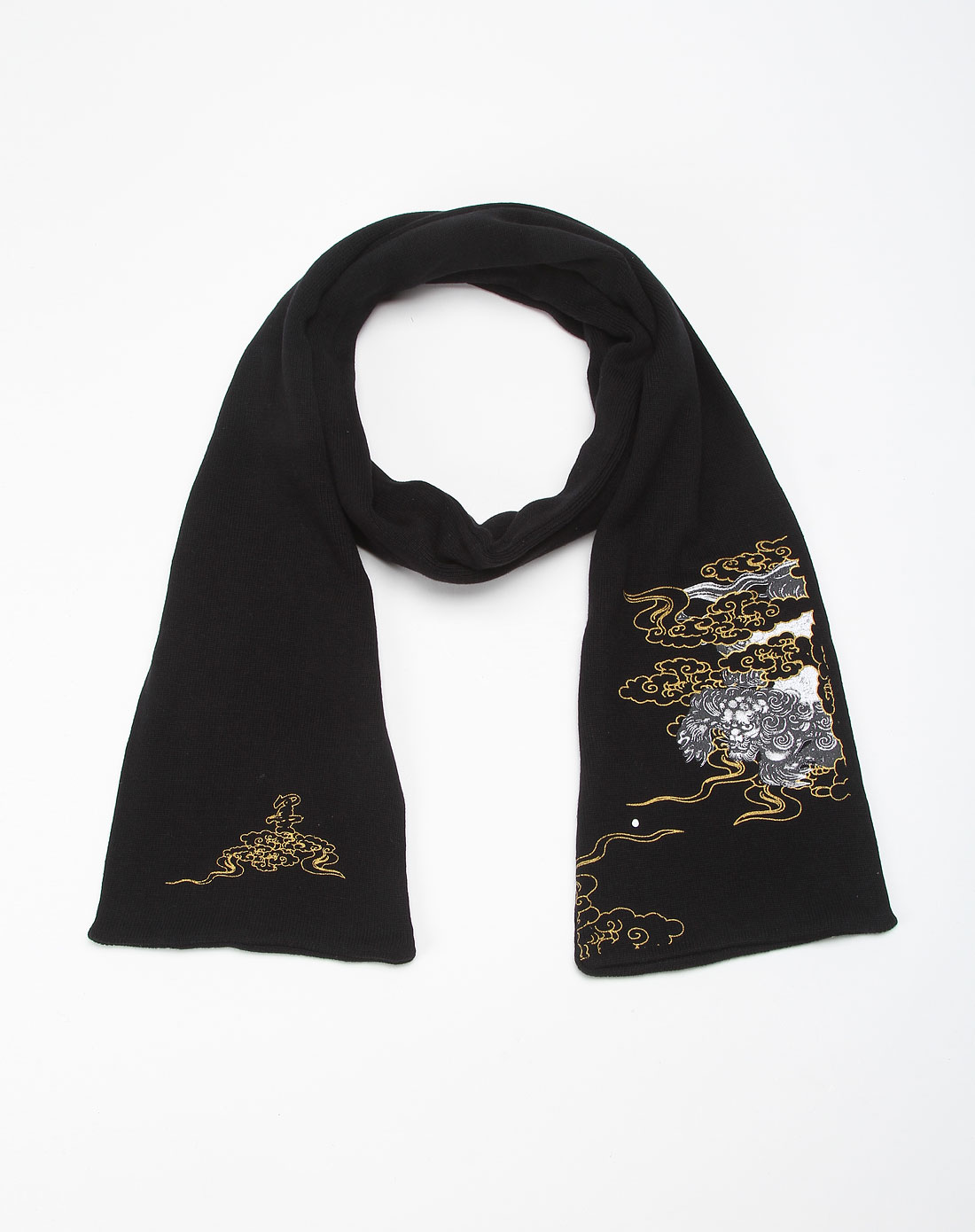 女款日式云纹黑色围巾