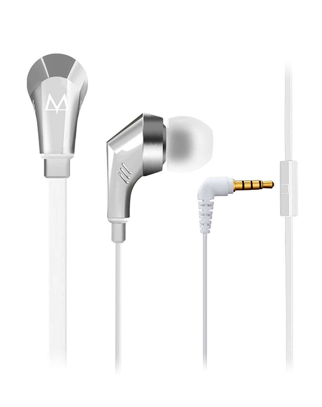 玛雅 手机通用带话筒时尚面条线音乐耳机(银色)