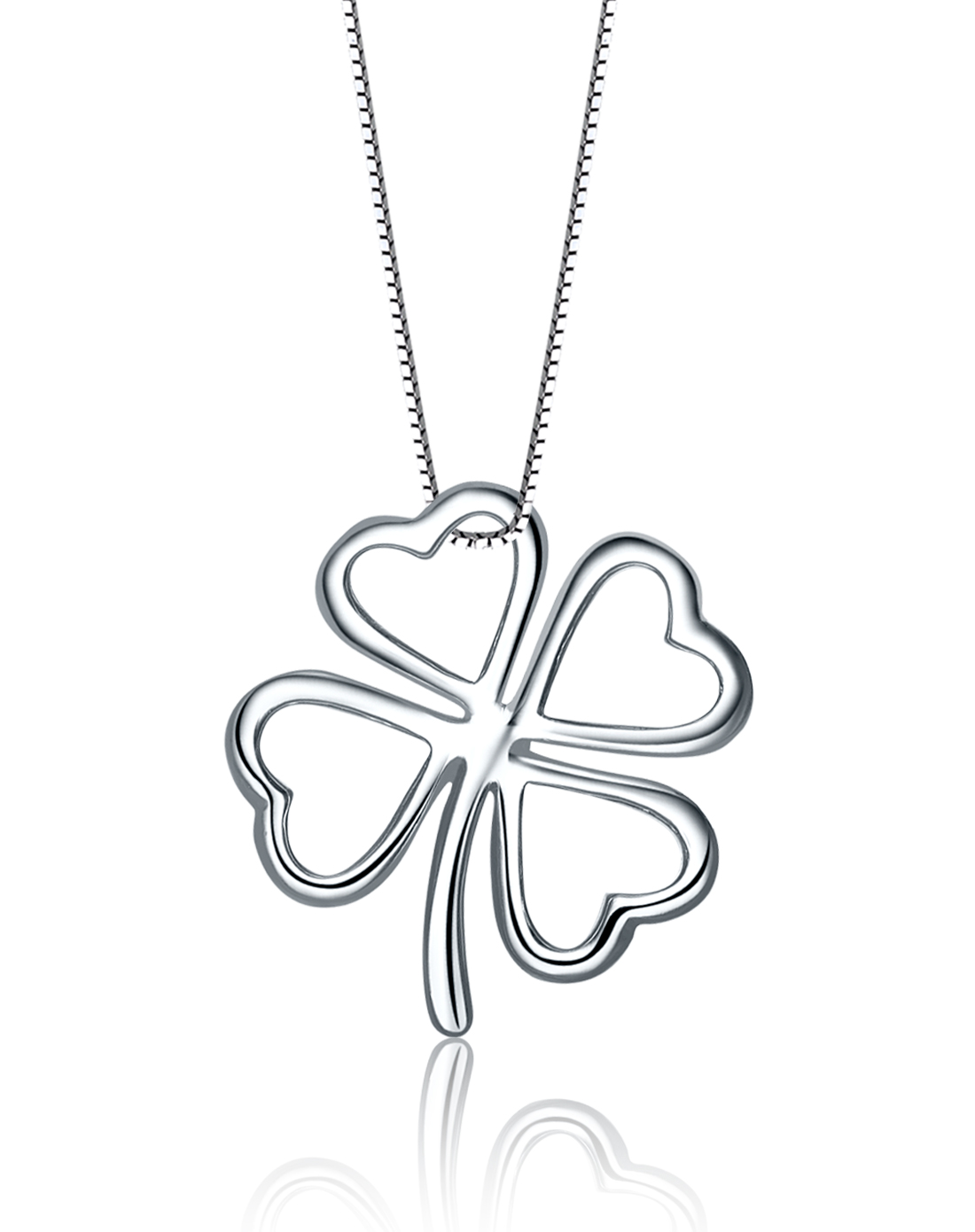 925银镂空四叶草吊坠 赠银链