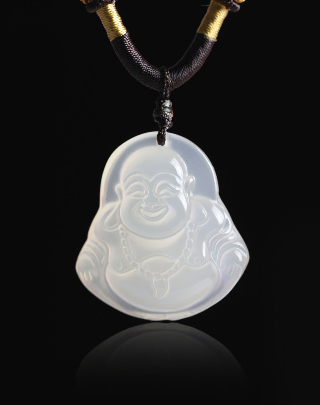 透白冰种玉髓佛吊坠坐佛(附证书)