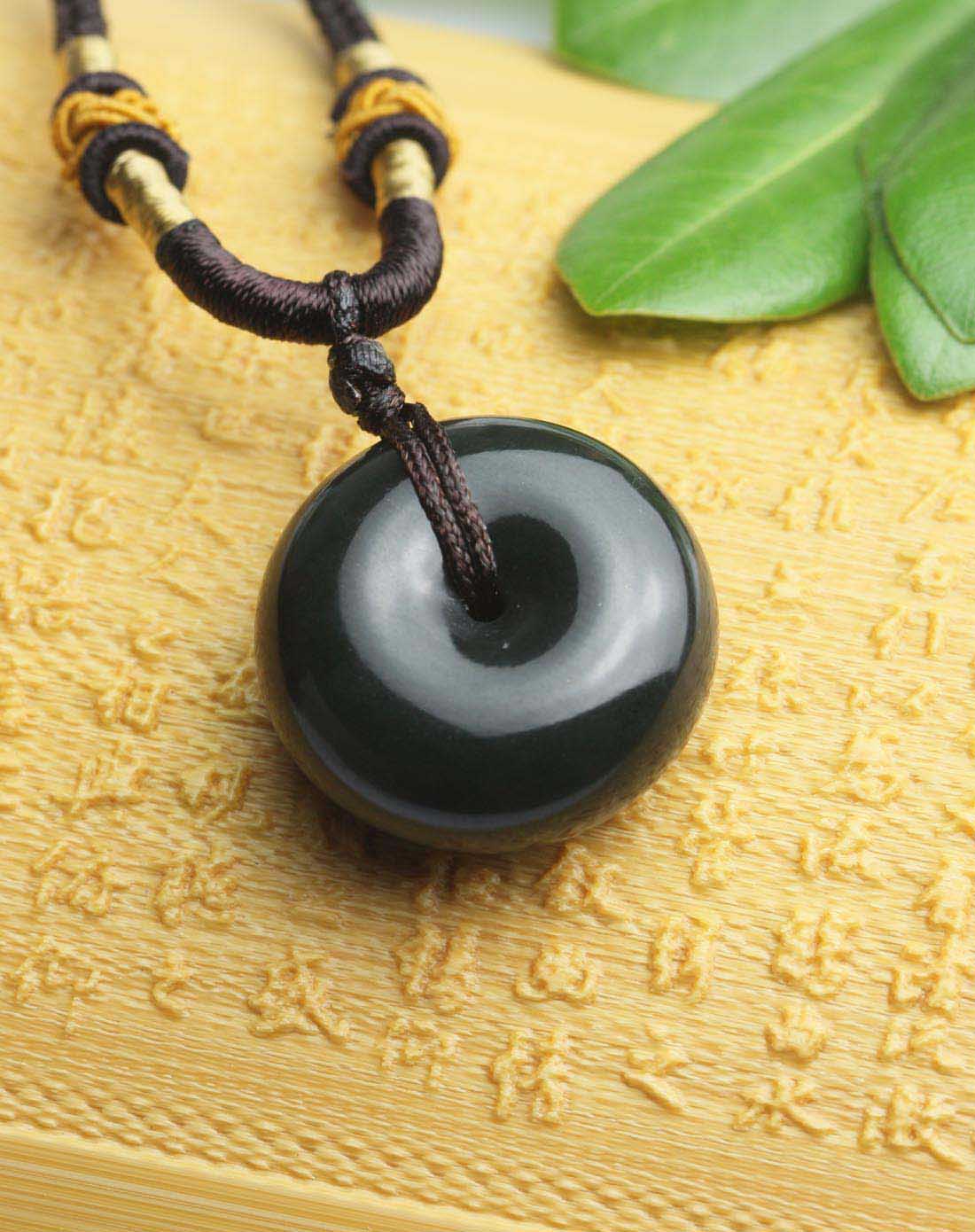 青色和田玉青玉平安扣吊坠深色(附证书)