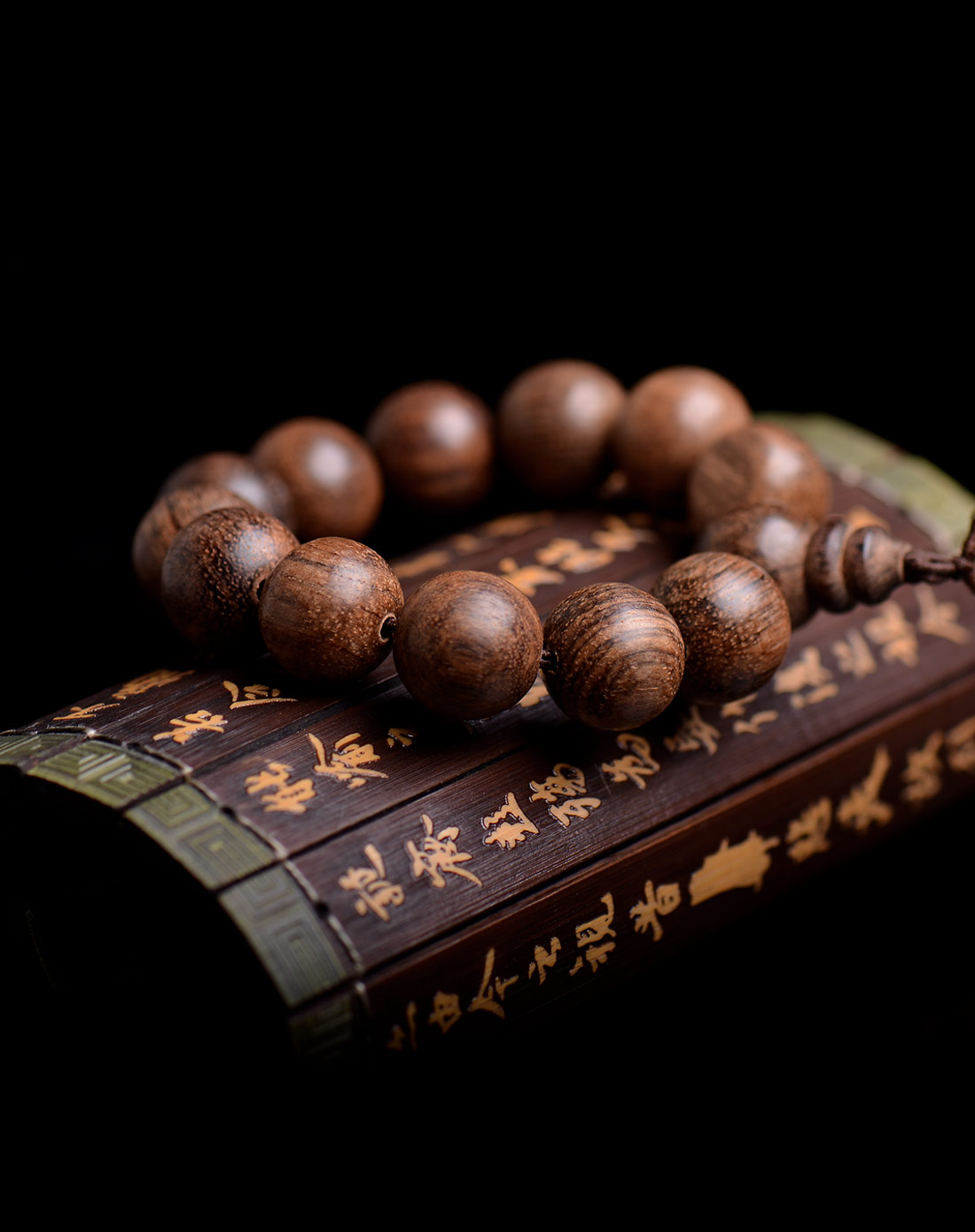 正品越南红沙沉香佛珠手链