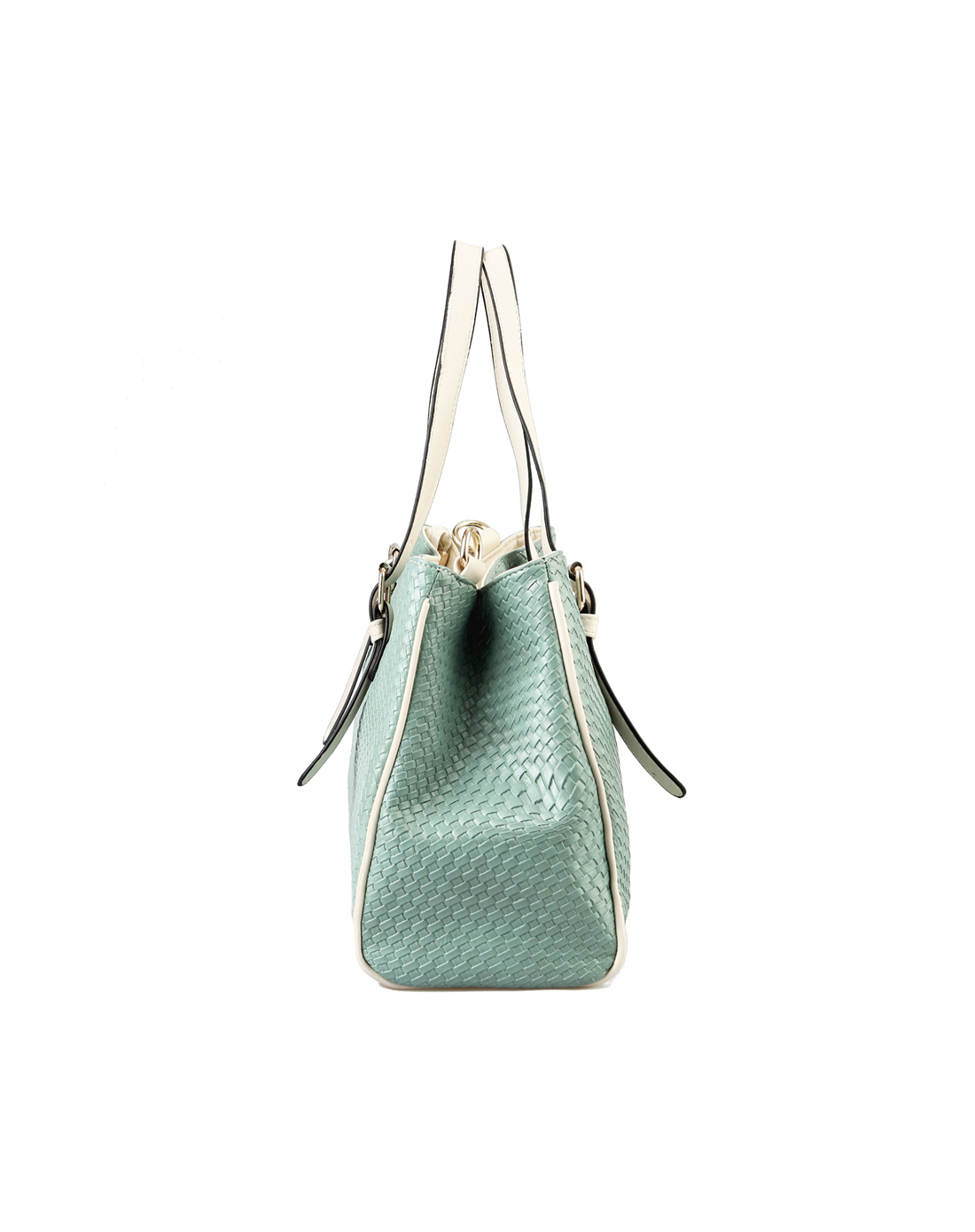 水浅葱色编织纹时尚肩背斜挎女包