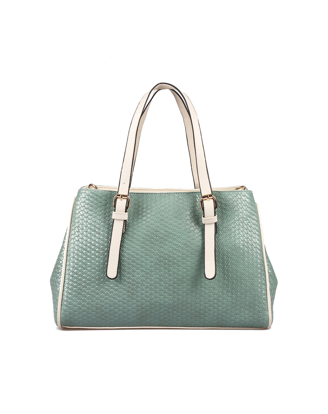 水浅葱色编织纹时尚肩背斜挎女包