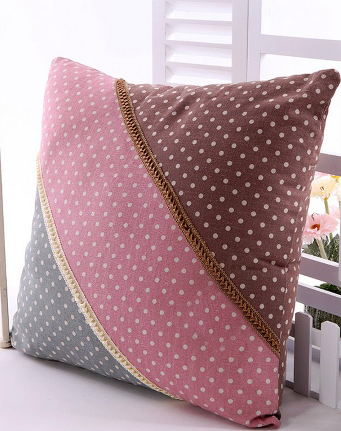 [ 伊加 ] 简约波点素色拼接抱枕套