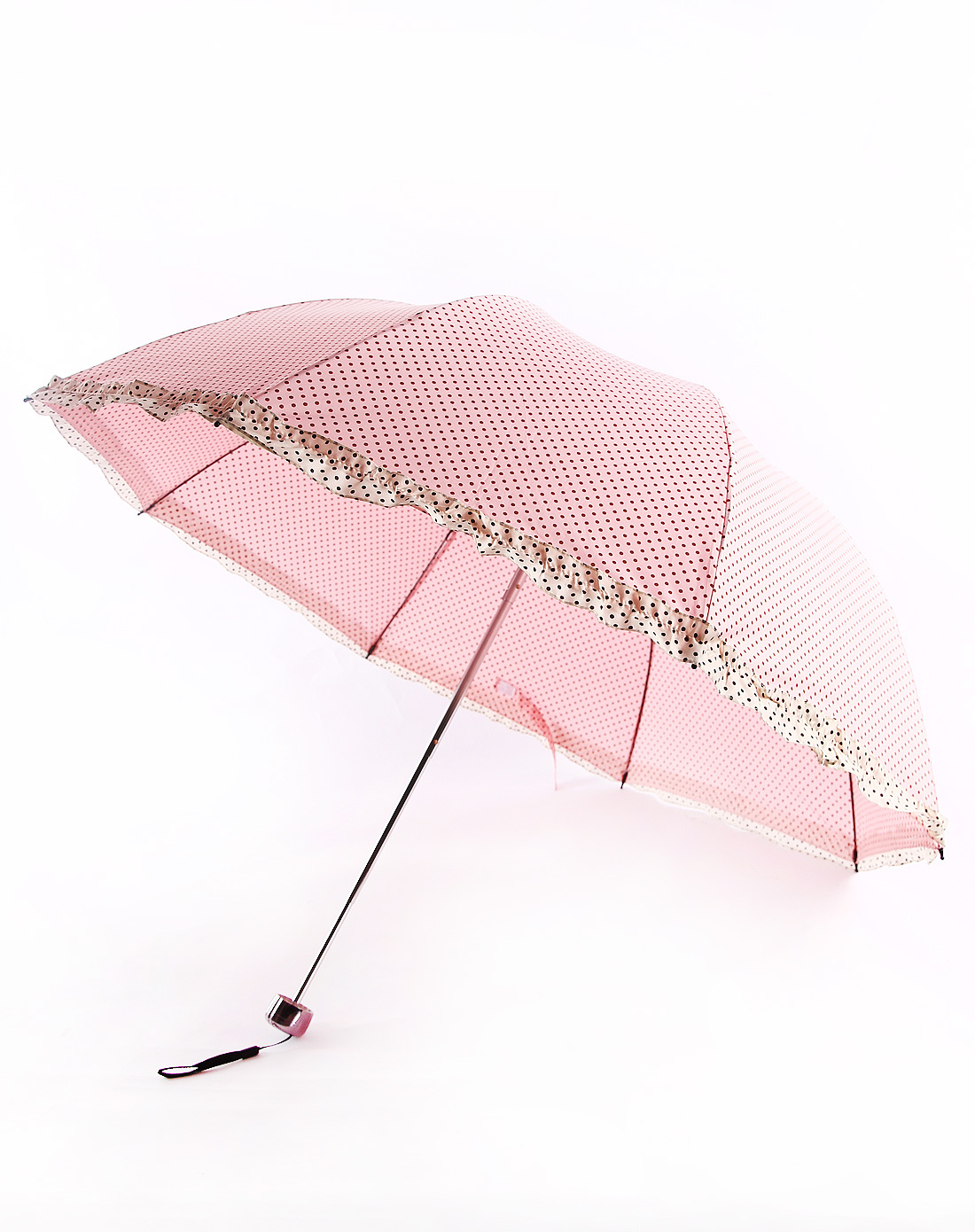 [ h&3 ] 粉色花边防紫外线三节折叠伞