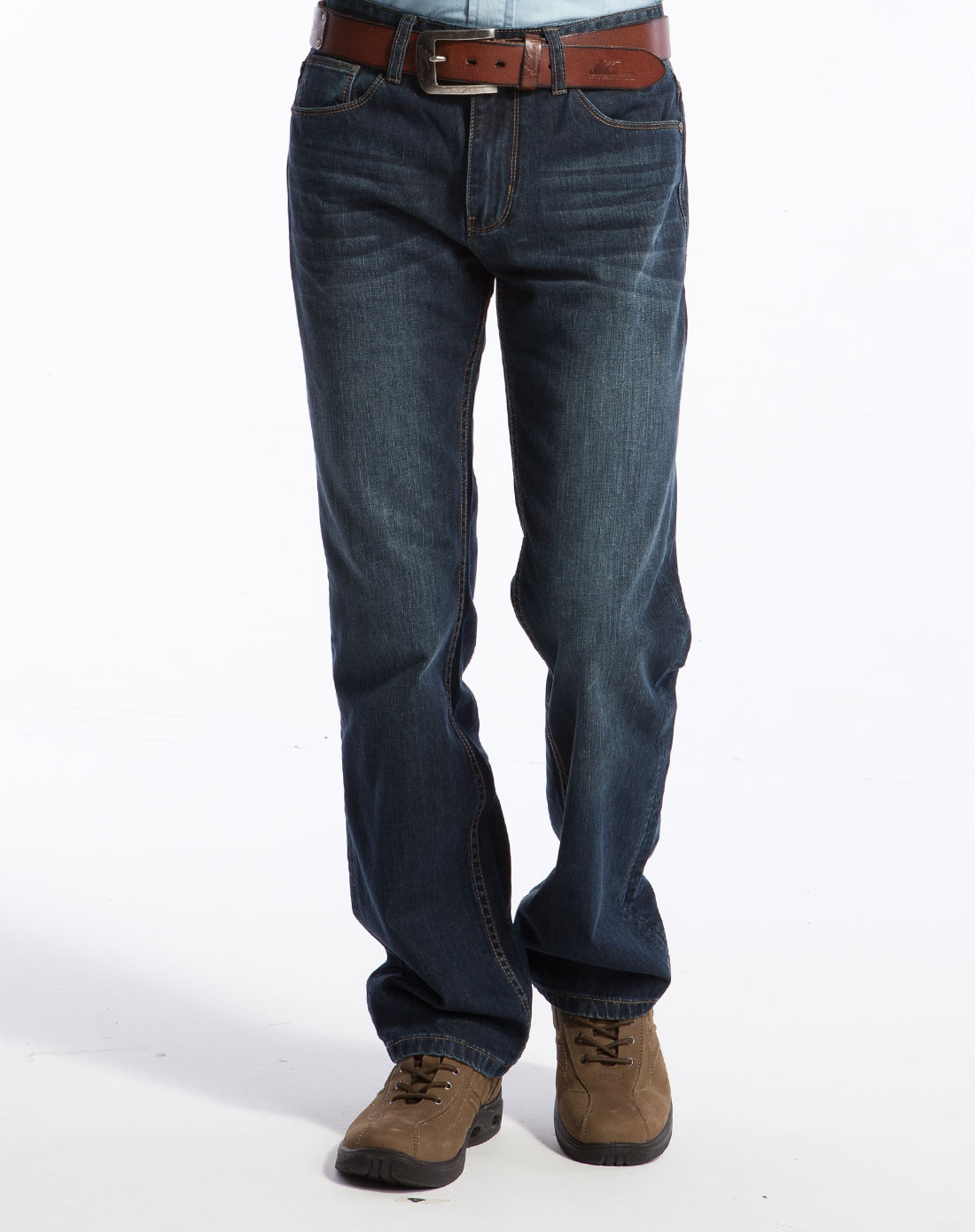 深蓝色休闲中腰牛仔长裤