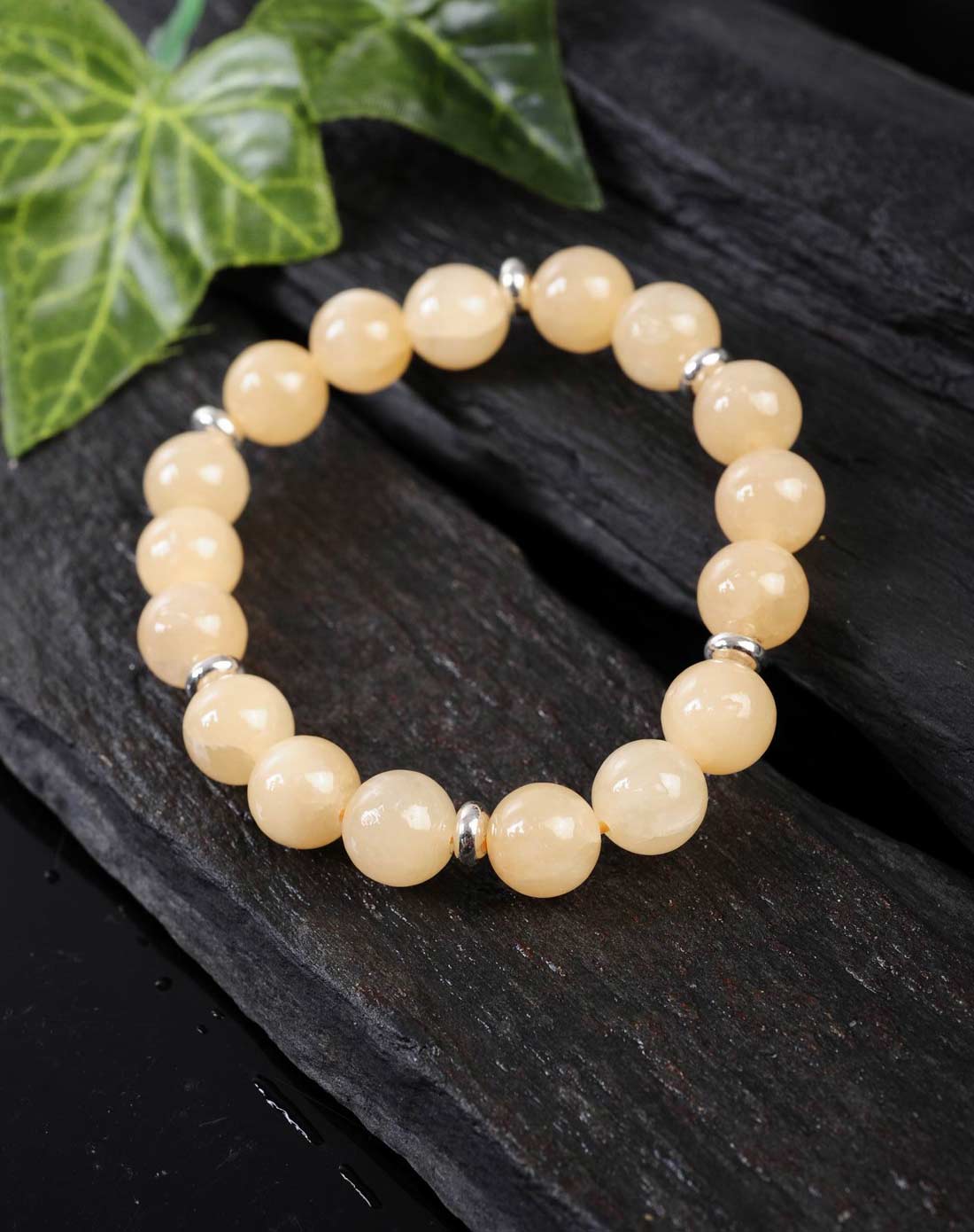 女款黄色天然碳酸盐质玉手链(附证书)